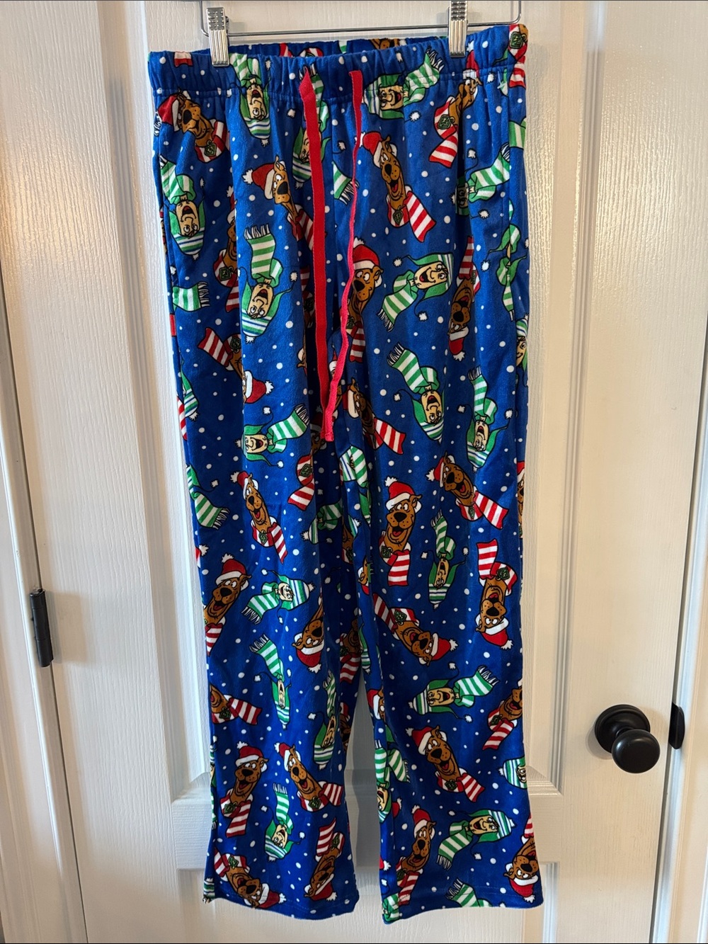 Men's Blue Holiday Character Lounge Pajama Pants with Red Drawstring